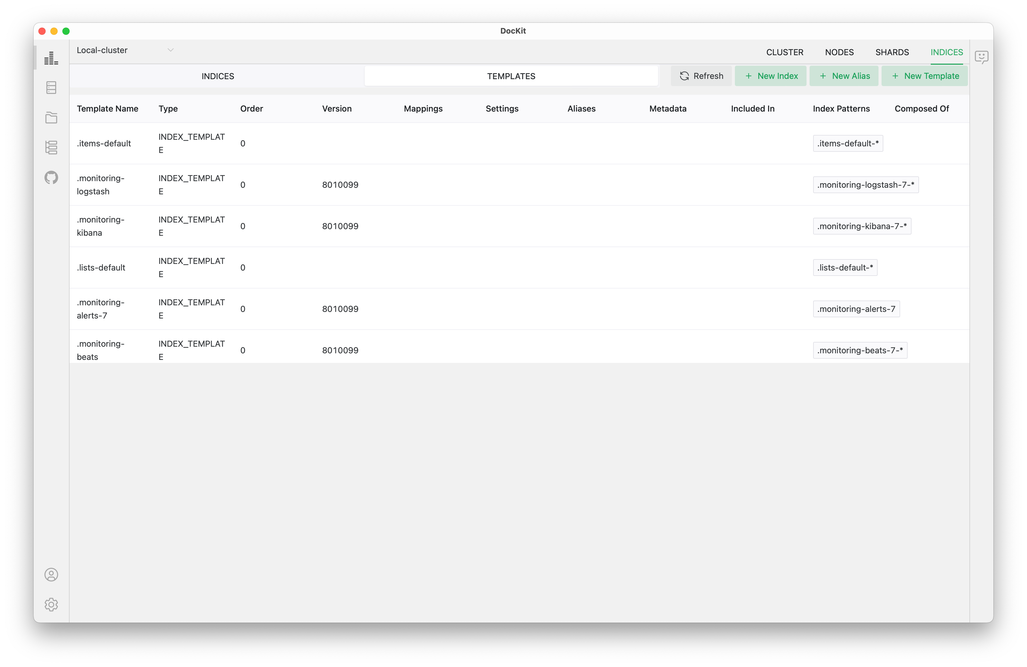 DocKit Templates manage UI